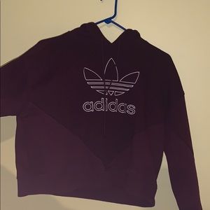 Women’s Cropped adidas hoodie maroon